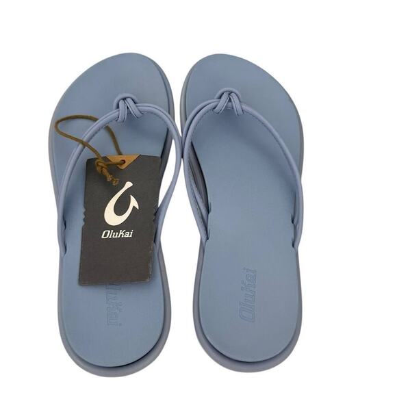 OluKai Sandal Women's 'Aka Knotted Straps Cloud Blue Comfort Flip Flop W8 New - Picture 7 of 11